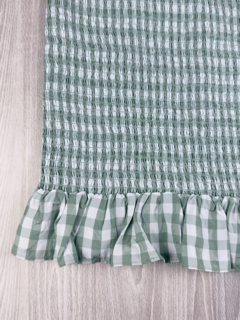 Reformation Gemini Mini Dress Smocked Ruffle Gingham Bodycon Large - Picture 6 of 10
